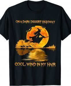 Witch Riding Brooms On A Dark Desert Highways Halloween T-Shirt