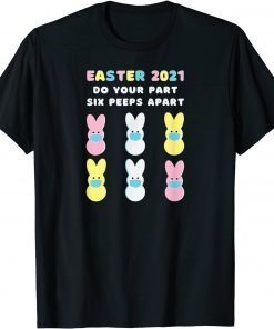 2021 Easter Bunny In Mask Flowers Funny Rabbit T-Shirt