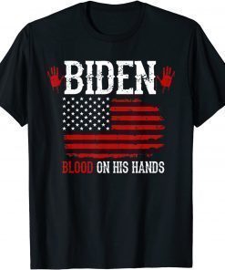 Biden Blood On His Hands USA Flag - Vintage Biden Handprint T-Shirt