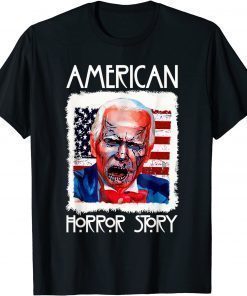 Biden Horror American Zombie Story Halloween Usa Flag T-Shirt