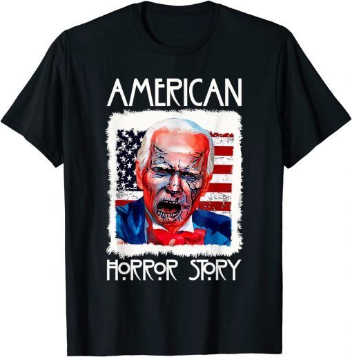 Biden Horror American Zombie Story Halloween Usa Flag T-Shirt