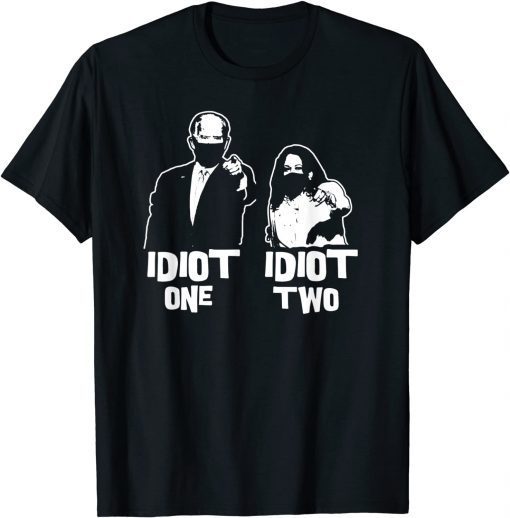 Biden Idiot One Harris Idiot Two Anti Biden Pro America USA T-Shirt