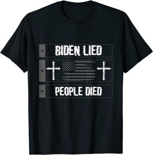 Biden Lied People Died American US Flag Distressed Shirt