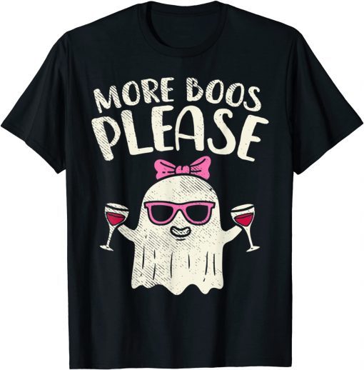 More Boos Please Wine Cute Ghost Halloween Drinking Lover T-Shirt