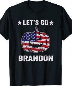 Let's Go Brandon, Impeach Biden, Halloween Pumpkin USA Flag T-Shirt