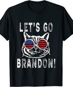 Let's Go Brandon, Joe Biden Chant Cat US Glasses T-Shirt