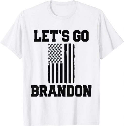 Let's Go Brandon, Patriotic Black American Flag Tee Shirt