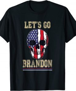 Let's Go Brandon, Skull American Flag, Skull USA T-Shirt