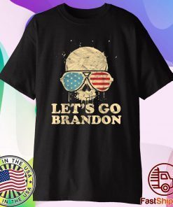 Let's Go Brandon , Skull American Flag T-Shirt