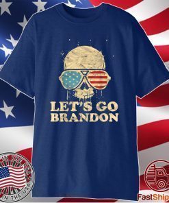 Let's Go Brandon , Skull American Flag T-Shirt