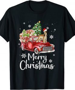 Afghan Hound Riding Red Truck Xmas Merry Christmas Gift Shirt