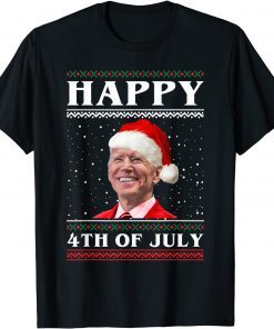 Anti-Biden Happy 4th of July Biden Santa Ugly Christmas T-Shirt