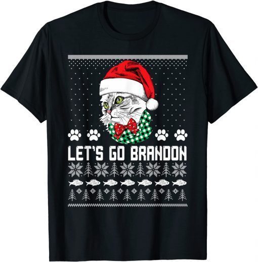 Christmas Cat,Let's Go Brandon T-Shirt