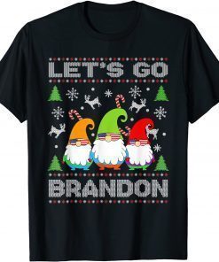 Gnome Let's Go Brandon Flag Sunglasses T-Shirt