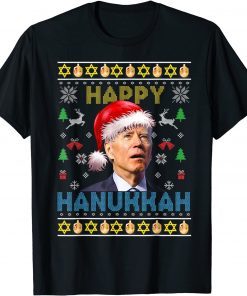 Happy Hanukkah Santa Biden Menorah Ugly Christmas Sweater T-Shirt
