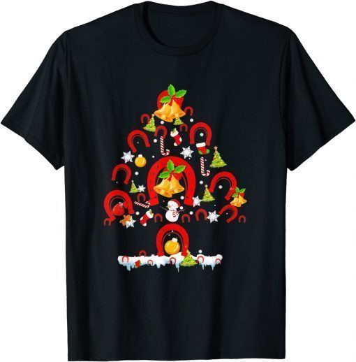 Horseshoes Pine Tree Merry Christmas T-Shirt