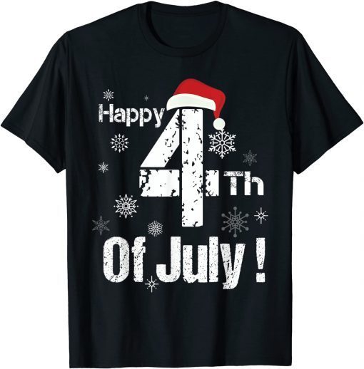 Joe Biden Santa Hat Happy Fourth of July Christmas T-Shirt