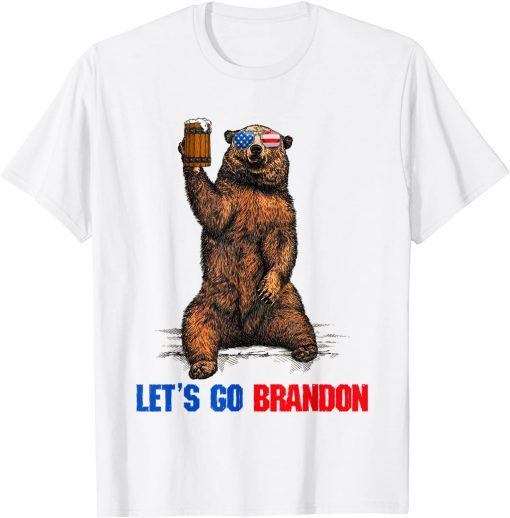 Lets Go Branson Brandon Bear Drinking USA Flag Vintage Classic T-Shirt