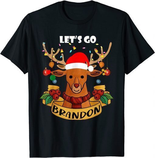 Let's Go Branson Brandon Christmas Lights Reindeer T-Shirt