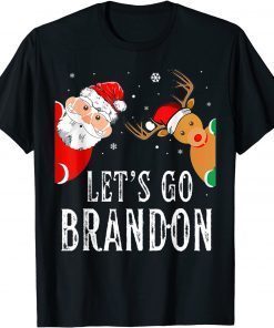 Let's Go Branson Brandon Santa Hat Christmas Lights Tee Shirt