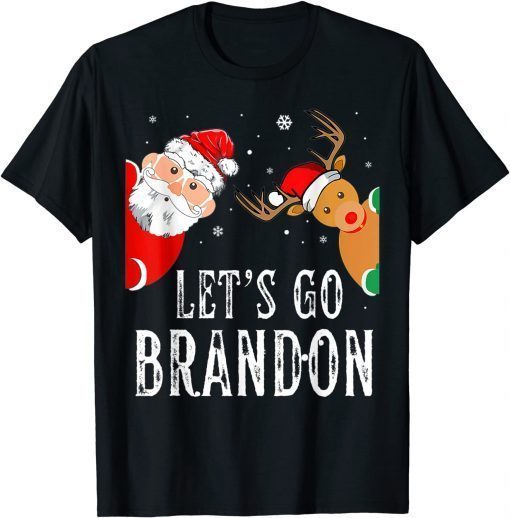 Let's Go Branson Brandon Santa Hat Christmas Lights Tee Shirt
