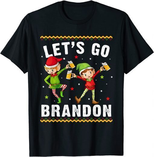 Let's Go Branson Brandon Ugly Christmas Sweater Cute Elf T-Shirt