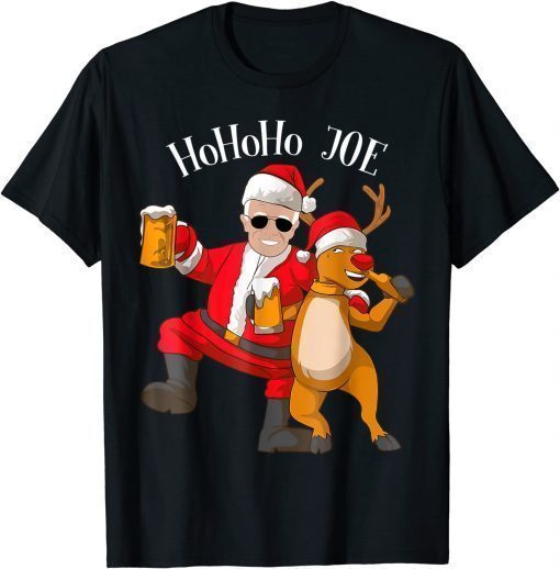 Merry Christmas with Biden HoHoHo Joe Reindeer beer T-Shirt
