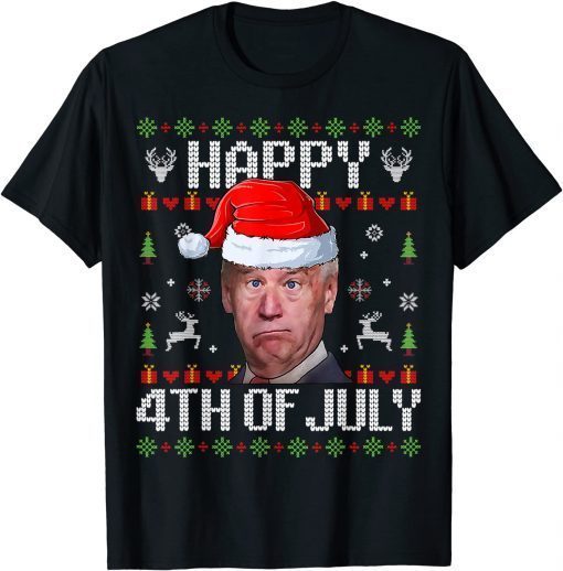 Santa Joe Biden Happy 4th Of July Christmas T-Shirt