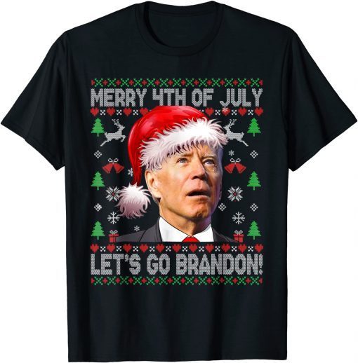 Santa Joe Biden Merry 4th of July Let’s Go Branson Brandon T-Shirt