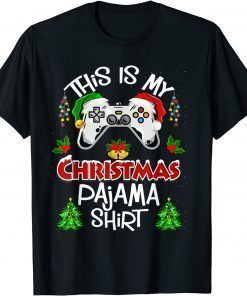 This is My Christmas Pajama Santa Hat Gamer Video Game T-Shirt