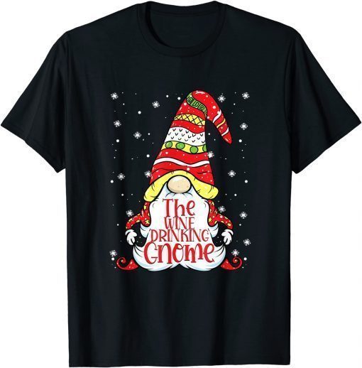 Wine Drinking Gnome Family Matching Christmas Tee Shirt