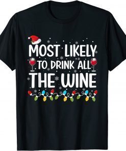 Wine Ugly Christmas Sweater Santa Hat Lights Xmas Pajama Classic T-Shirt