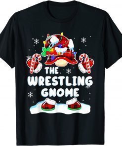 Wrestling Gnome Gnomies Red Plaid Matching Family Christmas T-Shirt