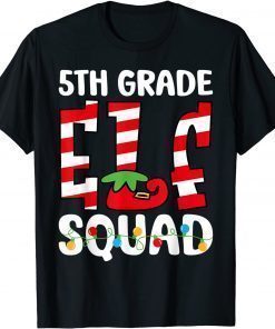 5th Grade Elf Squad Teacher Student Matching Christmas T-Shirt