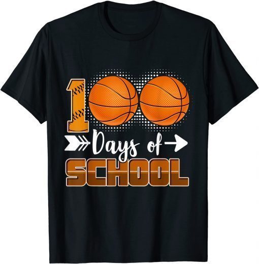 100 Days Of School Basketball 100 Days Smarter 100th Day T-Shirt