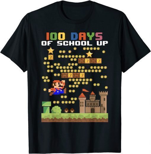 100 Days Of School Mariö-Süper Gamer Video Game T-Shirt