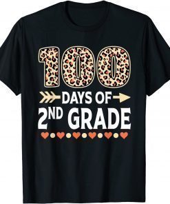 100 Days Of Second Grade Teacher 100th Day Of School Leopard Tee Shirt