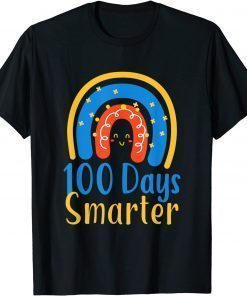 100 Days Smarter, Happy 100th Day Of School Colored Rainbow T-Shirt