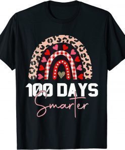 100 Days Smarter Happy 100th Day Of School Rainbow Leopard T-Shirt