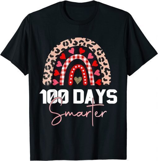 100 Days Smarter Happy 100th Day Of School Rainbow Leopard T-Shirt