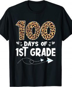 100 Days of 1st Grade Teacher Leopard 100 Days Smarter T-Shirt100 Days of 1st Grade Teacher Leopard 100 Days Smarter T-Shirt