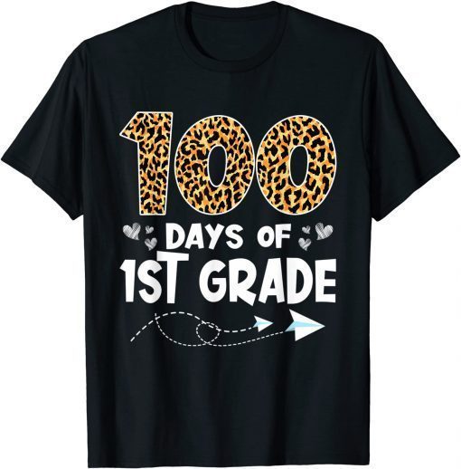 100 Days of 1st Grade Teacher Leopard 100 Days Smarter T-Shirt100 Days of 1st Grade Teacher Leopard 100 Days Smarter T-Shirt