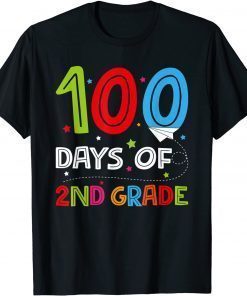 100 Days of 2nd Grade Teacher Second Grade School T-Shirt