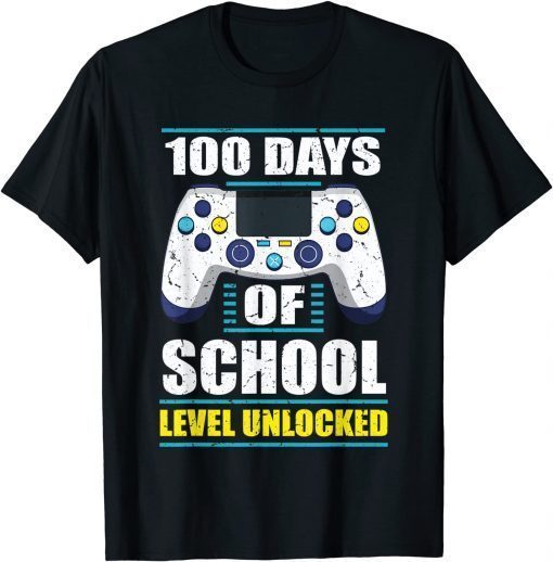 100 Days of School Level Unlocked Gamer Student and Teacher T-Shirt