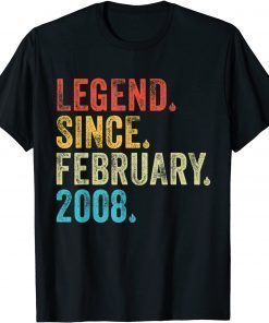 14 Year Old Legend Since February 2008 14th Birthday Vintage T-Shirt