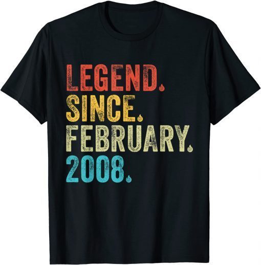 14 Year Old Legend Since February 2008 14th Birthday Vintage T-Shirt