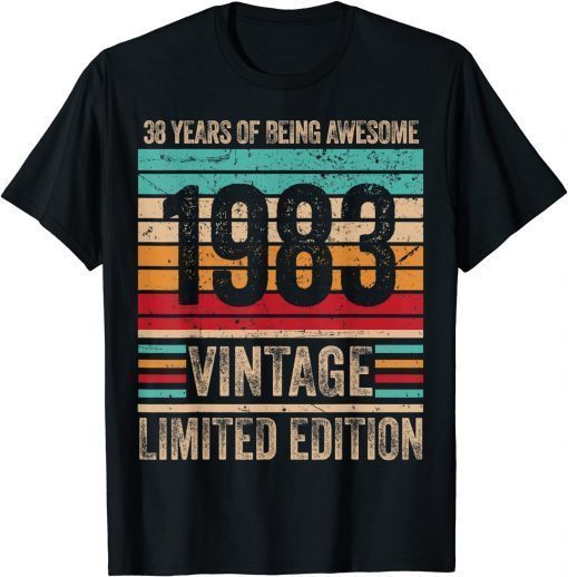 38 Year Old Legendary Retro Vintage Awesome Birthday 1983 T-Shirt