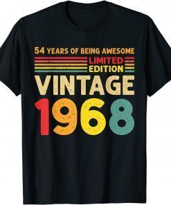 54 Years Of Being Awesome Limited Edition Vintage 1968 Tee Shirt