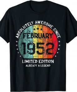 70th Birthday Absolutely Awesome Since February 1952 Vintage T-Shirt