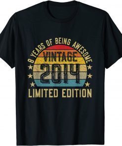 8 Year Old Vintage 2014 Limited Edition 8th Birthday T-Shirt